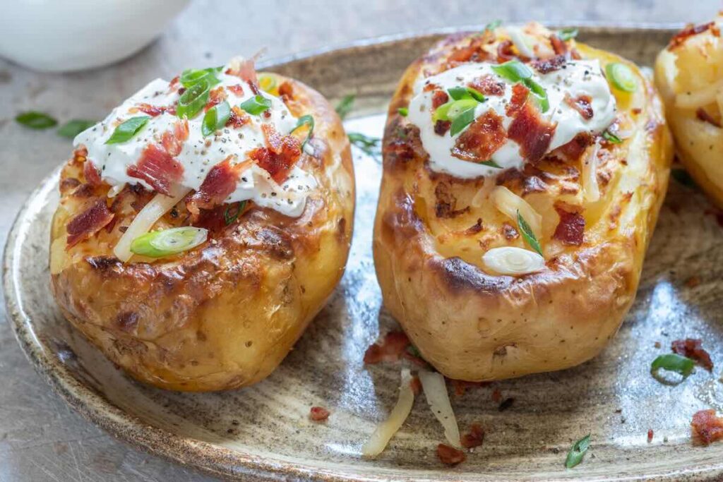 Pommes de terre farcies au reblochon et aux champignons à la crème